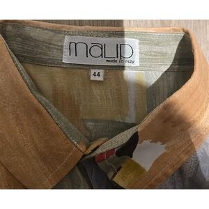 Malip Mens 100% Viscose Button Up Shirt Made In Italy